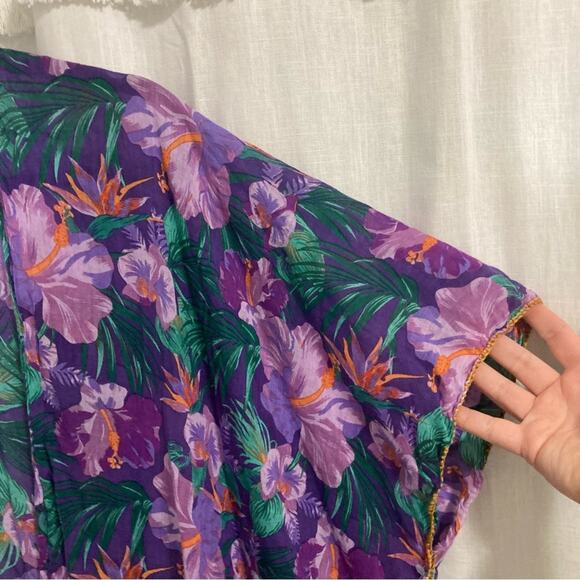 Pool to Party purple colorful tropical print kimono beach swim cover-up one size - Picture 6 of 6